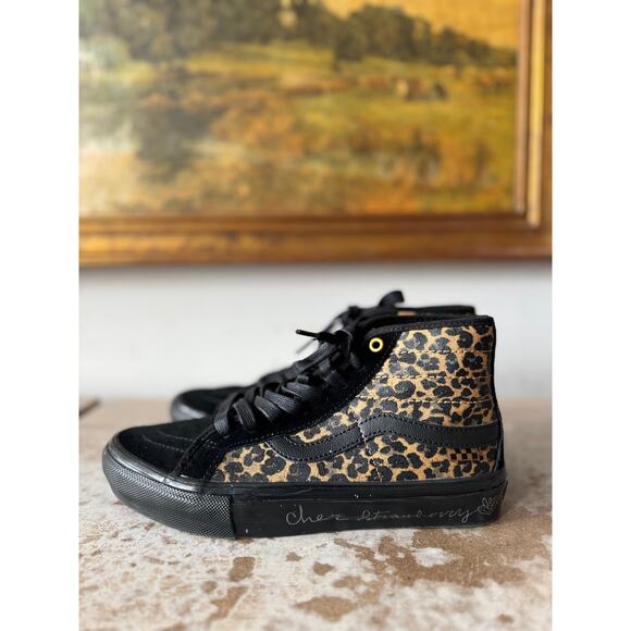 RARE Vans Cher Strauberry x Skate Sk8-Hi Decon Cheetah Mens Size 8 - Picture 1 of 7